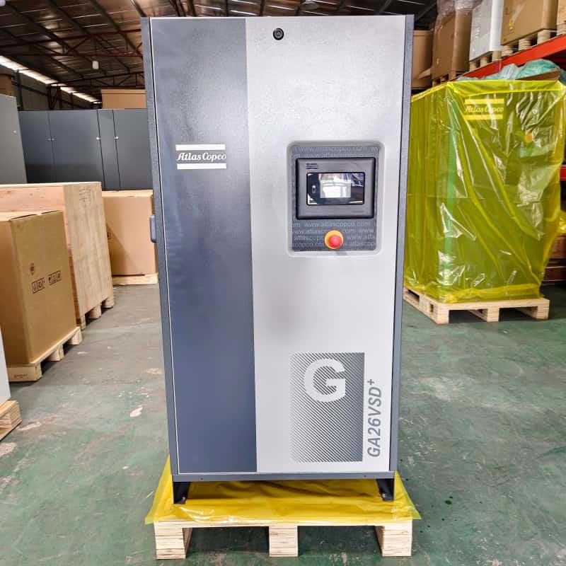 Atlas Copco Air Compressor Original GA26 VSD + 26kW 35HP Variable Speed ​​น้ำมันฉีดโรตารี่สกรูเครื่องอัดอากาศ 13Bar