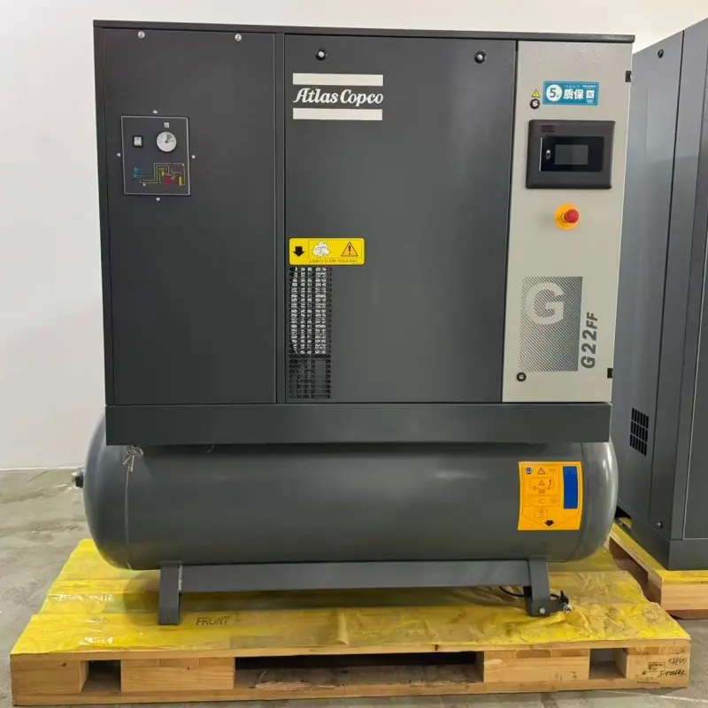 Atlas Copco G22FF 22kW 30HP เครื่องอัดอากาศแบบสกรูโรตารีแบบฉีดน้ำมันสำหรับการผลิตภาคอุตสาหกรรม
