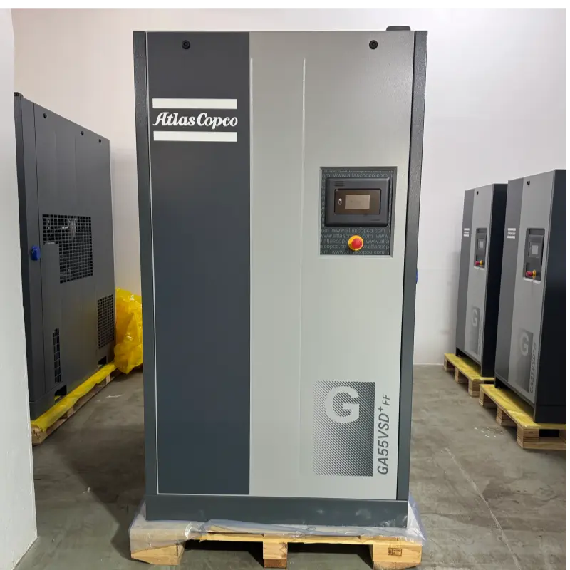 Atlas Copco GA55VSD+FF 55kW 75HP เครื่องอัดอากาศแบบสกรูฉีดน้ำมันต้นฉบับสำหรับอุตสาหกรรม