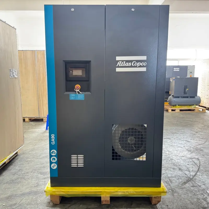 Atlas Copco GA90 90 kW 125 HP คอมเพรสเซอร์โรตารี่สกรูแบบฉีดน้ำมันของแท้